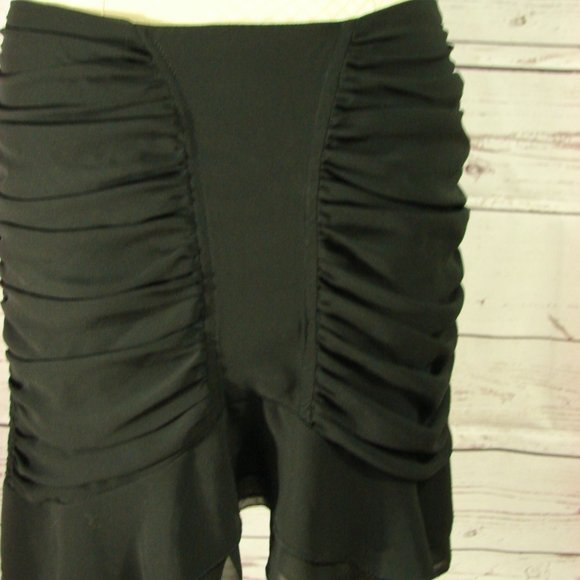 Black Ruched Ruffle Edged Skirt Sz 8 - Picture 9 of 15